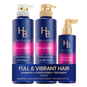 Hair Biology full & vibrant front packaging showing kit benefits and size