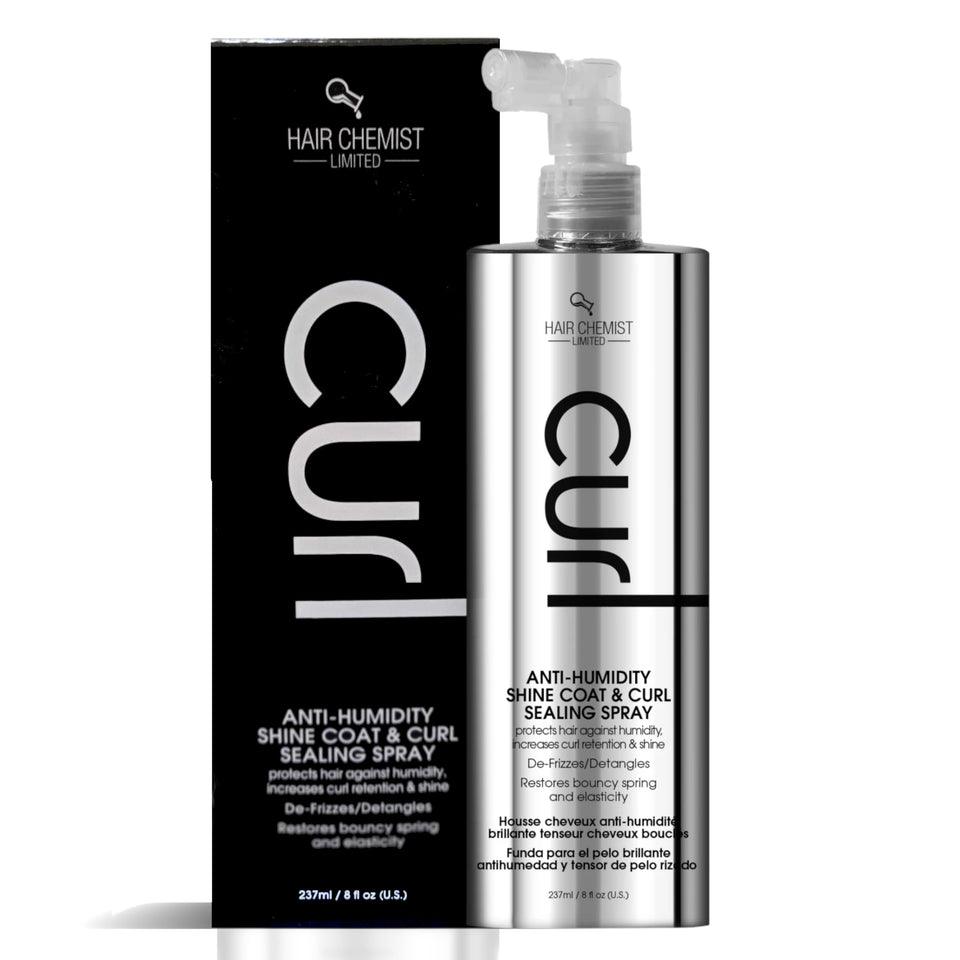 Hair Chemist front label of curl shine coat showing product identity and benefits