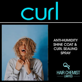 Hair Chemist bottle on bathroom shelf to show easy storage and everyday use