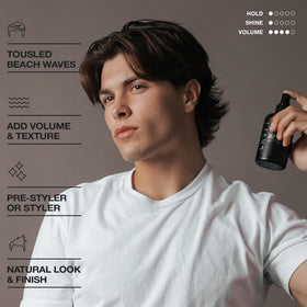 Model with tousled beachy waves after using Hair Craft Co. for added volume