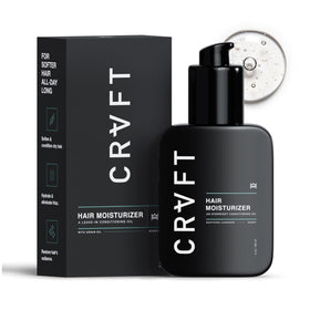 Hair Craft Co. front packaging shows 3oz CRVFT oil and AM scent benefit