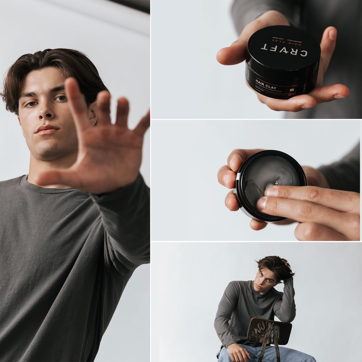 Hair Craft Co. clay in bathroom routine scene conveying everyday usability