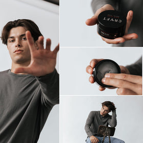 Hair Craft Co. clay in bathroom routine scene conveying everyday usability