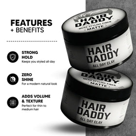 HAIR DADDY open jar close-up revealing clay texture and easy-to-work consistency
