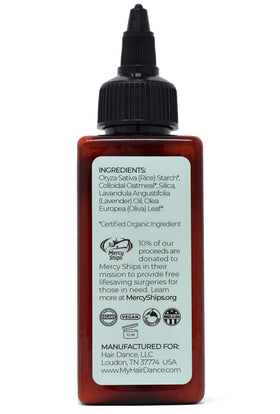 Hair Dance application at roots demonstrating instant oil absorption