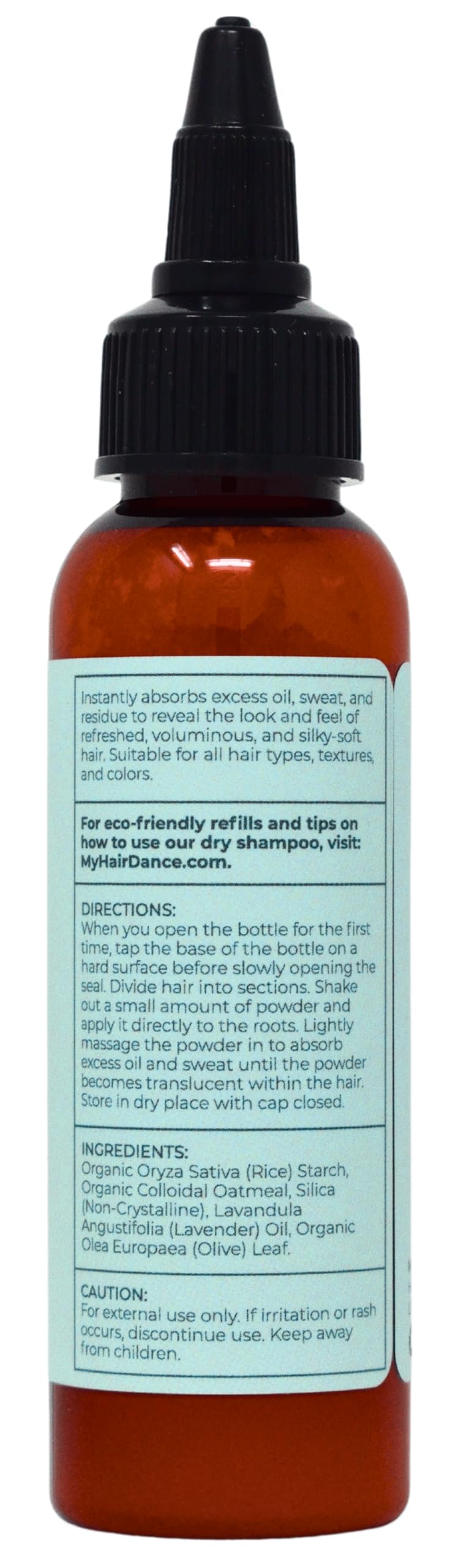 Hair Dance cap detail demonstrating twist-top control for precise powder release