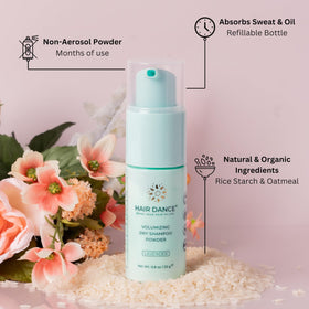 Hair Dance open top with visible powder texture demonstrating easy dispensing