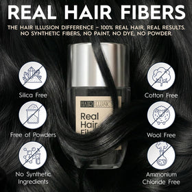 Hair Illusion open cap revealing natural black hair fibers for easy use
