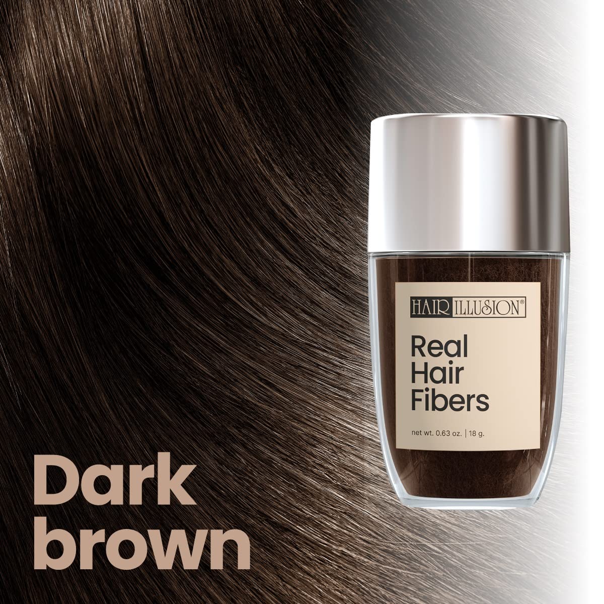 Hair Illusion close-up of real-hair fiber texture, provides natural light reflection