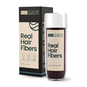 Hair Illusion front bottle showing 38g natural hair fibers benefit concealment