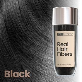 Hair Illusion 38g fiber bottle close-up highlighting texture and blend