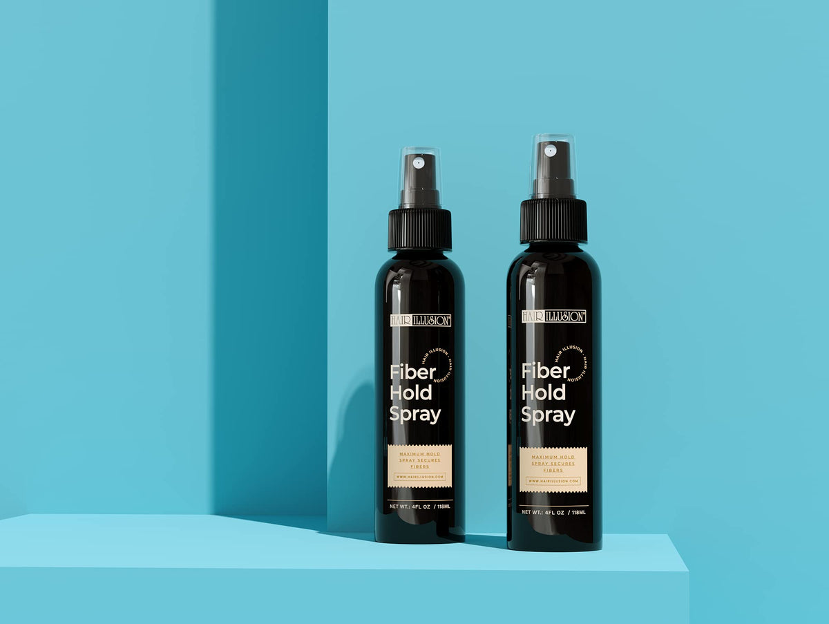 4 oz Hair Illusion bottle next to common objects indicating compact travel size