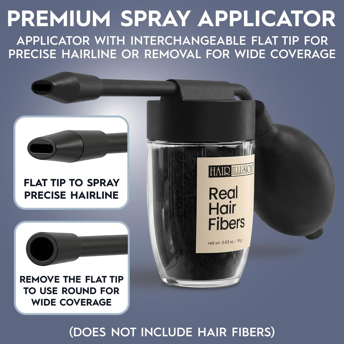 Hair Illusion close-up of removable flat tip nozzle for accurate hairline application