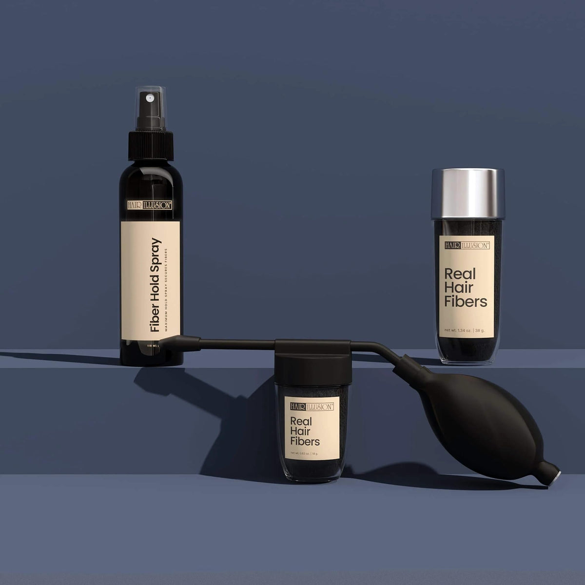 Hair Illusion front packaging showing kit contents and natural finish