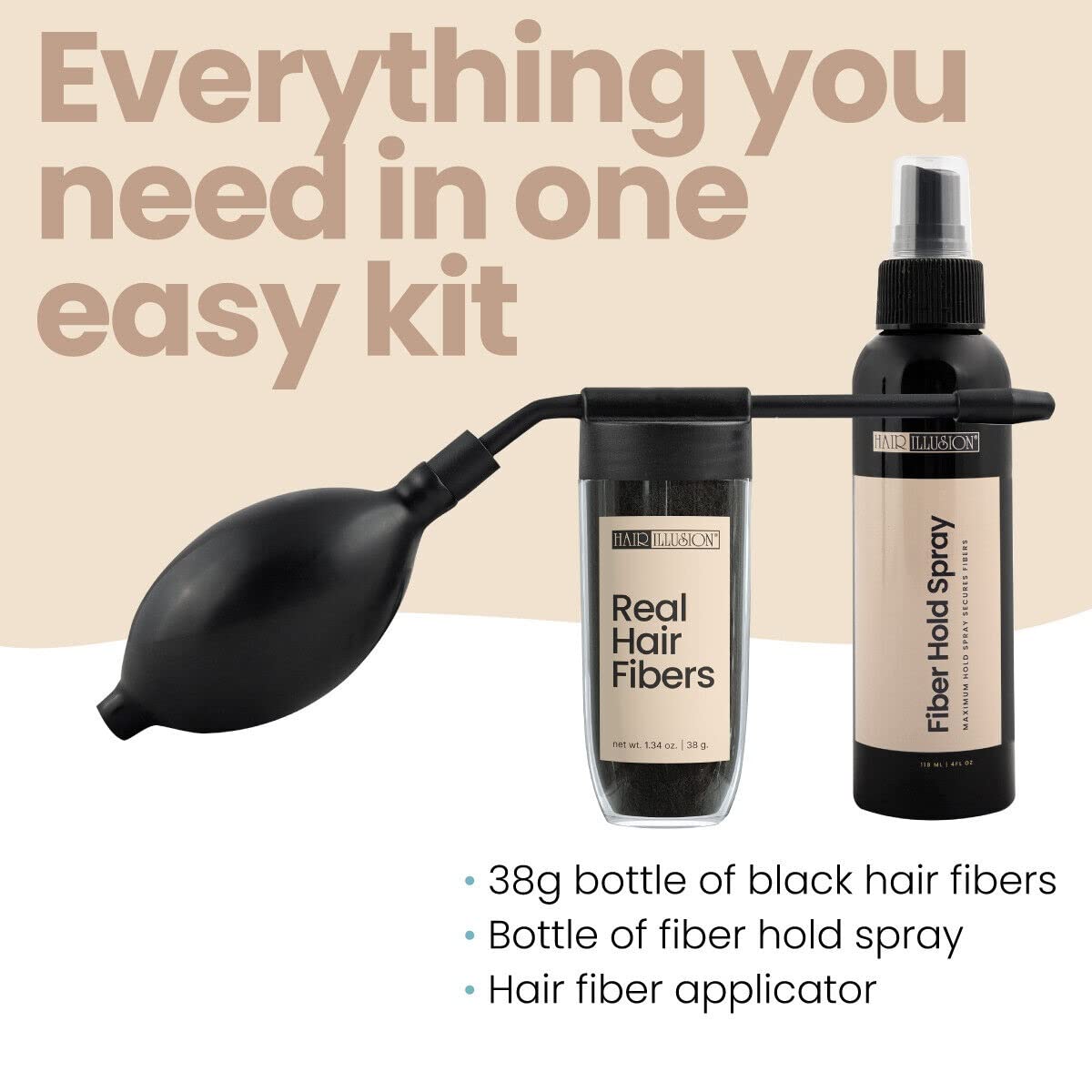 Hair Illusion hold spray being applied to lock fibers for long-lasting, transfer-resistant wear