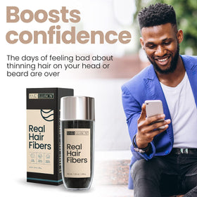 Hair Illusion open container displaying natural hair fibers and realistic texture