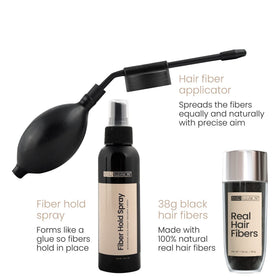 Hair Illusion 38g bottle next to coin for scale showing generous supply and repeated use benefit