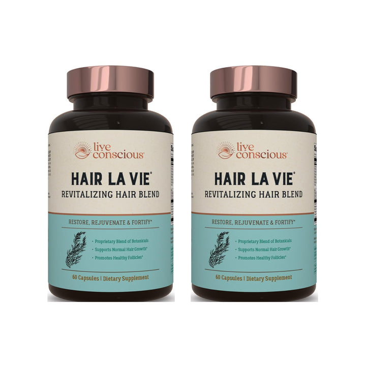Hair La Vie front packaging showing product benefits and quantity