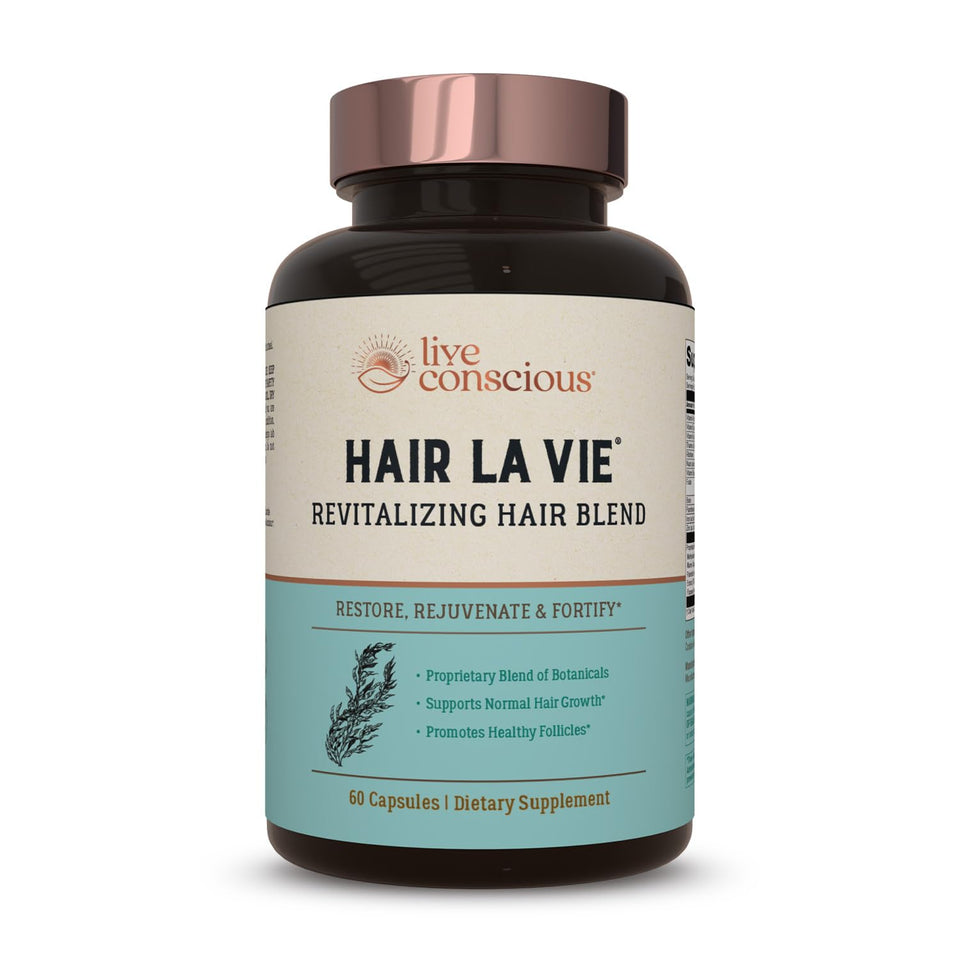 Hair La Vie front packaging showing bottle and label benefits