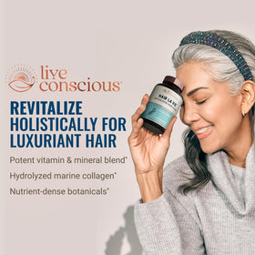 Hair La Vie ingredient label highlighting biotin, collagen and saw palmetto