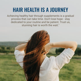 Hair La Vie bottles on bathroom counter suggesting daily routine benefit