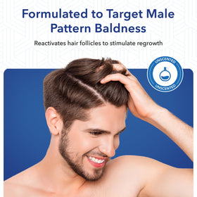 Hair Regen bottle label closeup displaying concentration, usage instructions, and brand clarity