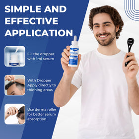 Hair Regen kit layout with bottles and roller showing complete regimen