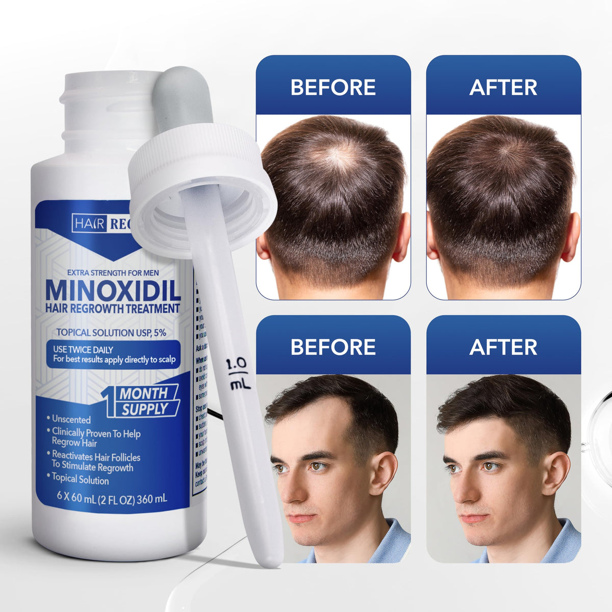 Hair Regen liquid texture in hand for absorption demonstration and lightweight feel
