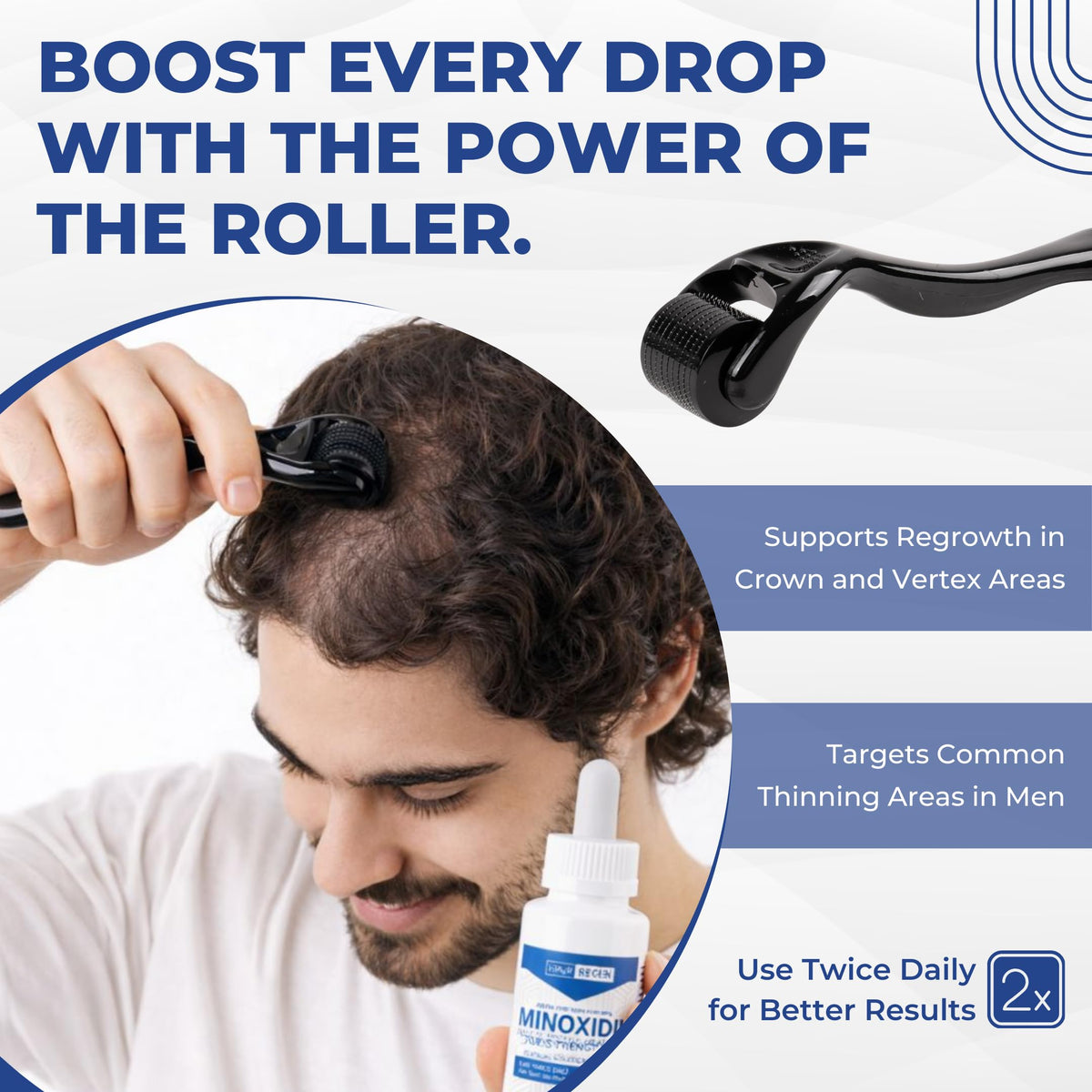 Hair Regen travel case and bottles for portable twice-daily treatment