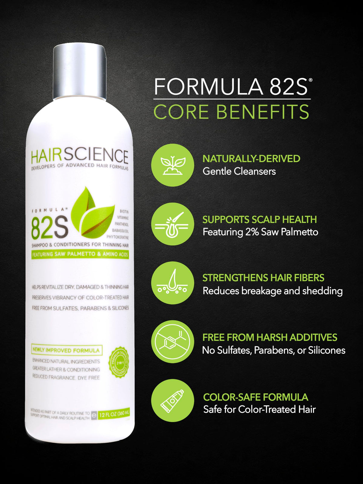 Hair Science bottle on bathroom counter conveying daily routine simplicity