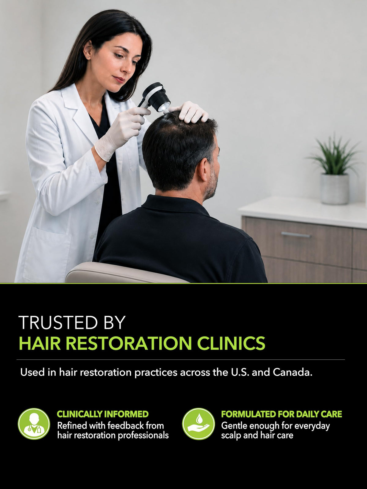 Hair Science pump dispensing shampoo texture for gentle, effective cleanse