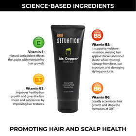 Hair Situation gel being dispensed to hands, easy pump action for measured application