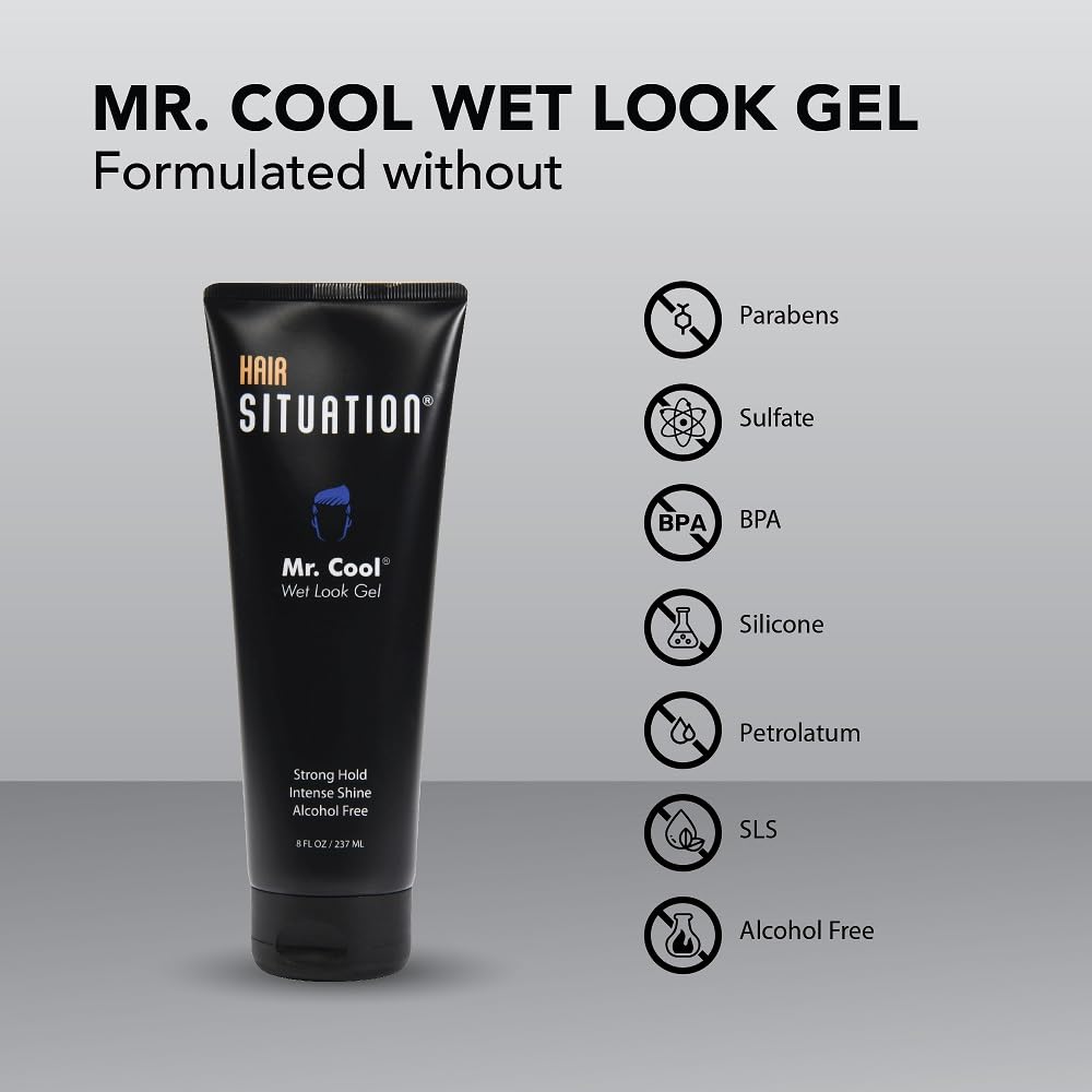 Hair Situation on model with slicked-back style showing long-lasting hold