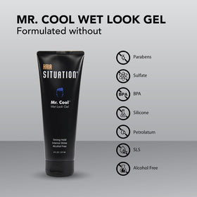 Hair Situation on model with slicked-back style showing long-lasting hold