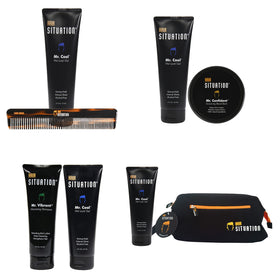 Hair Situation on bathroom shelf lifestyle shot showing grooming convenience