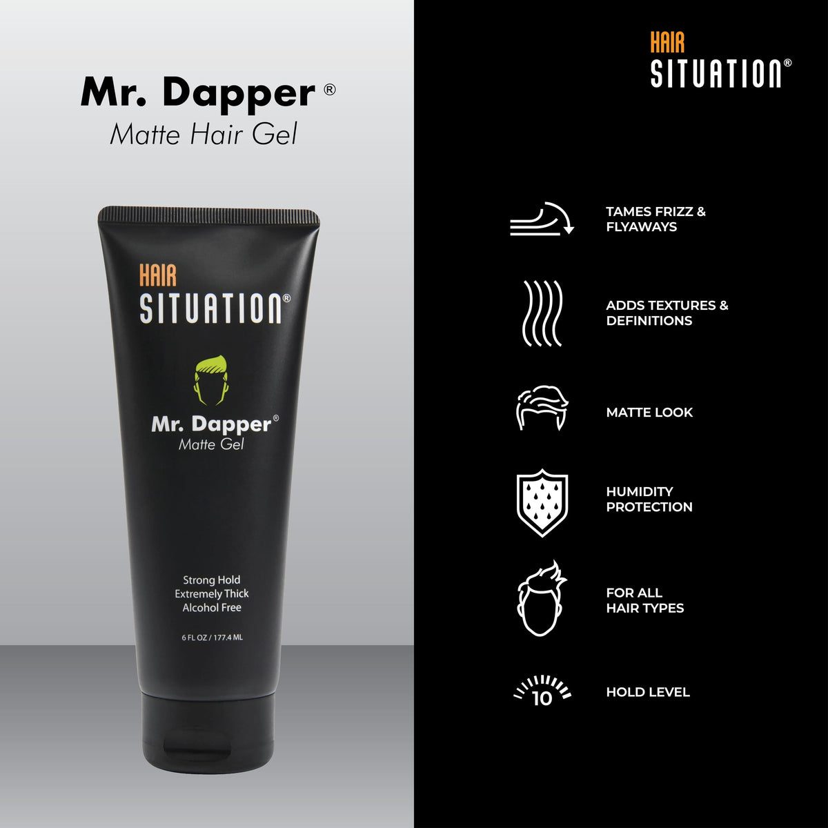 Hair Situation styled hair before and after, demonstrates matte hold and frizz control
