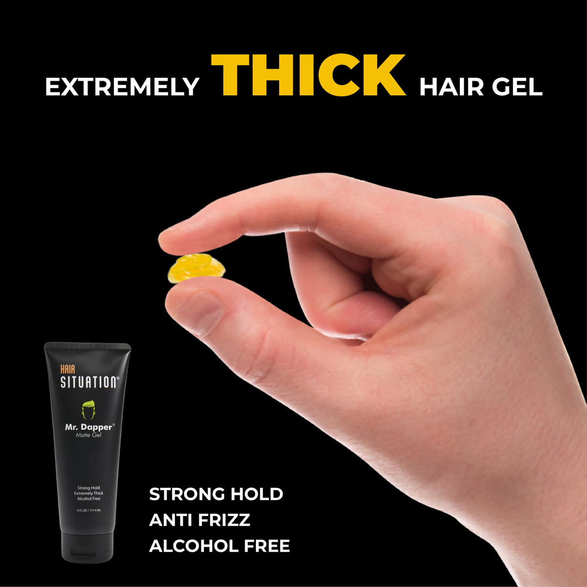 Hair Situation gel texture close-up showing thick matte formula and no shine