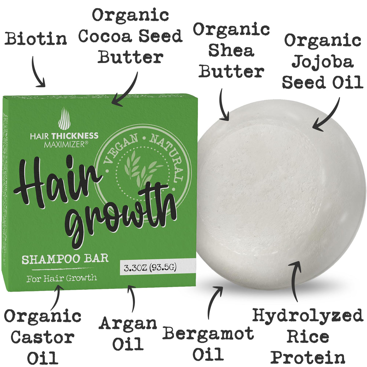Hair Thickness Maximizer bar close-up texture highlighting concentrated formula benefits