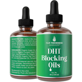 Hair Thickness Maximizer front bottle showing label and bottle design benefit: clear product identity