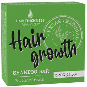 Hair Thickness Maximizer front packaging showing eco-friendly solid shampoo benefits