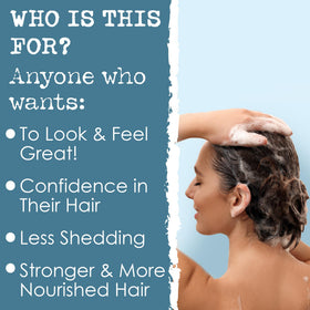 Hair Thickness Maximizer lather in hands demonstrating gentle cleansing action
