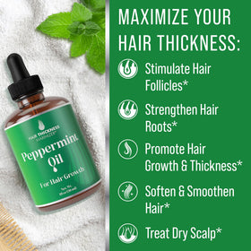 Hair Thickness Maximizer dropper applying oil to fingers for precise dosing