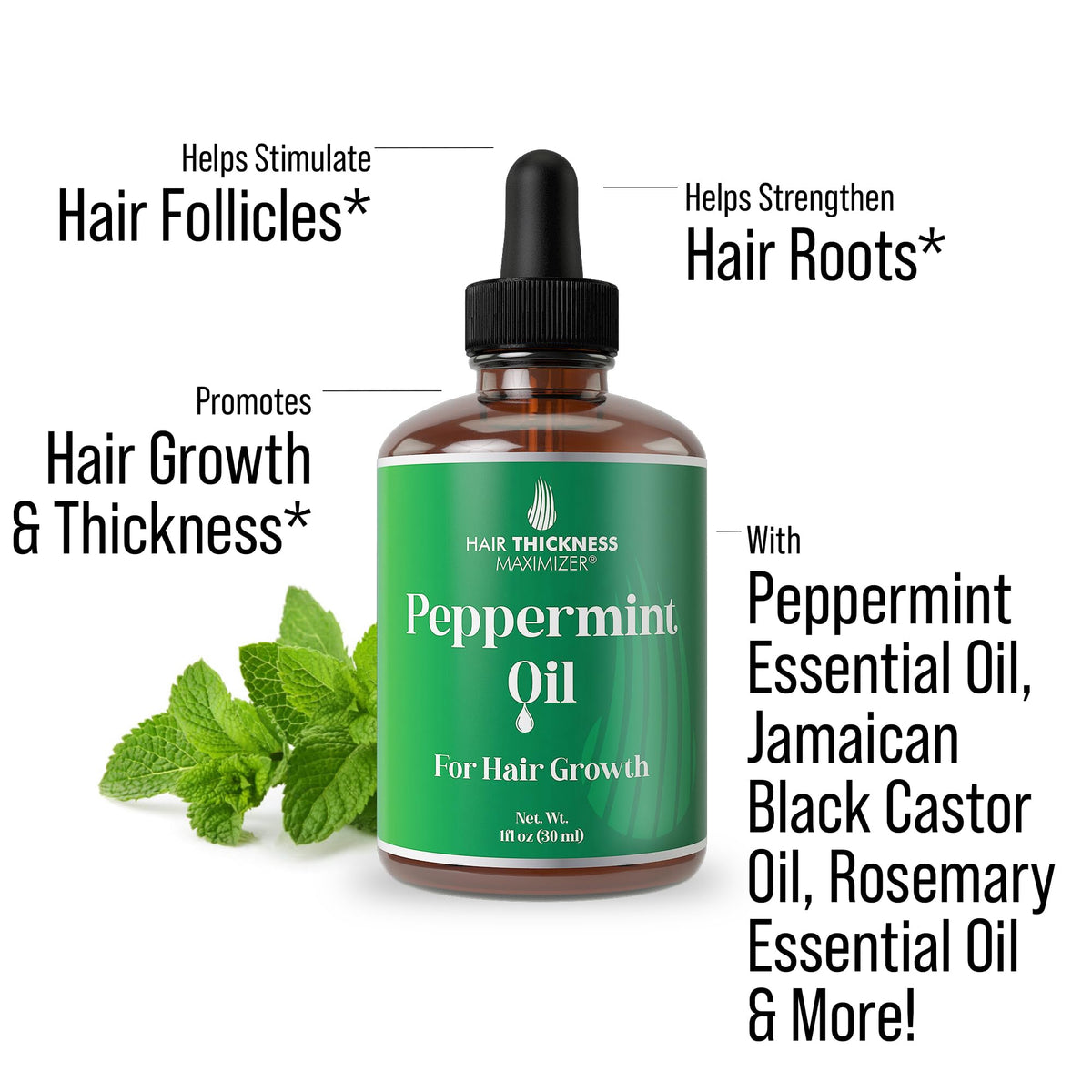 Hair Thickness Maximizer close-up of oil blend highlighting natural ingredients