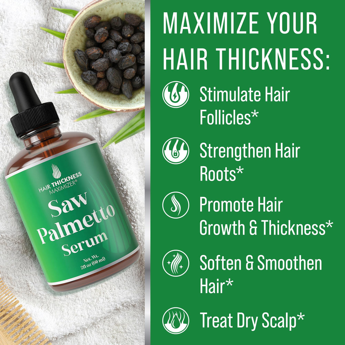 Hair Thickness Maximizer applied with fingertip scalp massage showing soothing stimulation benefit