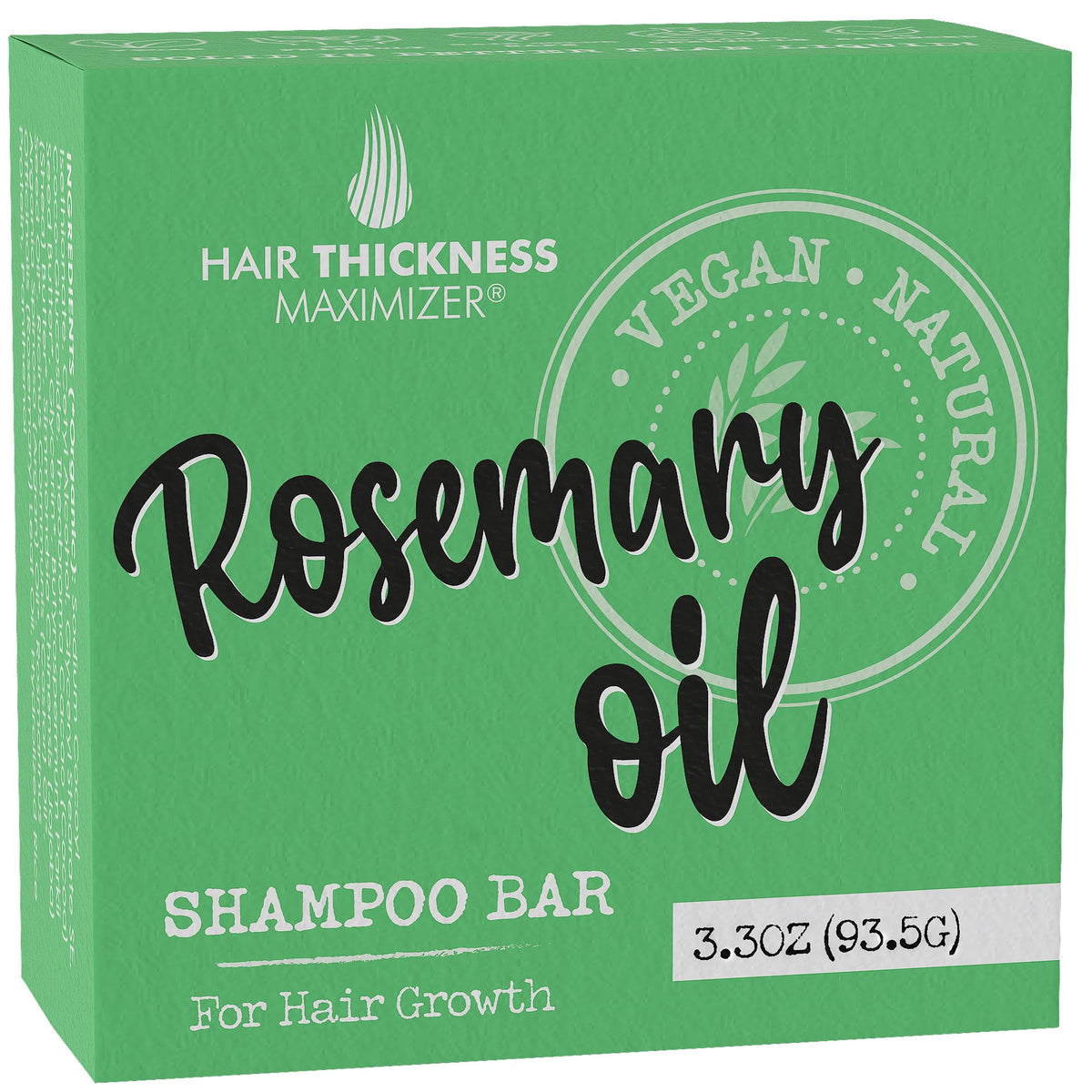 Hair Thickness Maximizer shampoo bar in palm showing compact size and eco benefit