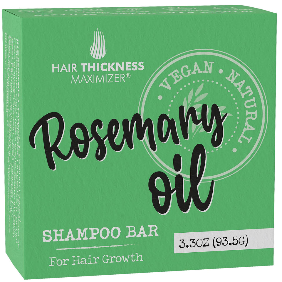Hair Thickness Maximizer shampoo bar in palm showing compact size and eco benefit