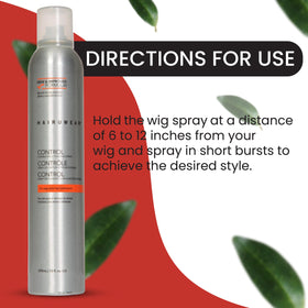 Hair u wear product label detail showing directions and wig-friendly formulation benefit