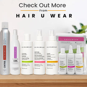 Hair U Wear bottle on salon shelf indicating professional-grade care