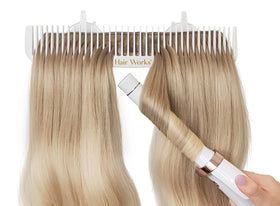 Hair Works front view of white 13-inch holder showing full-width support