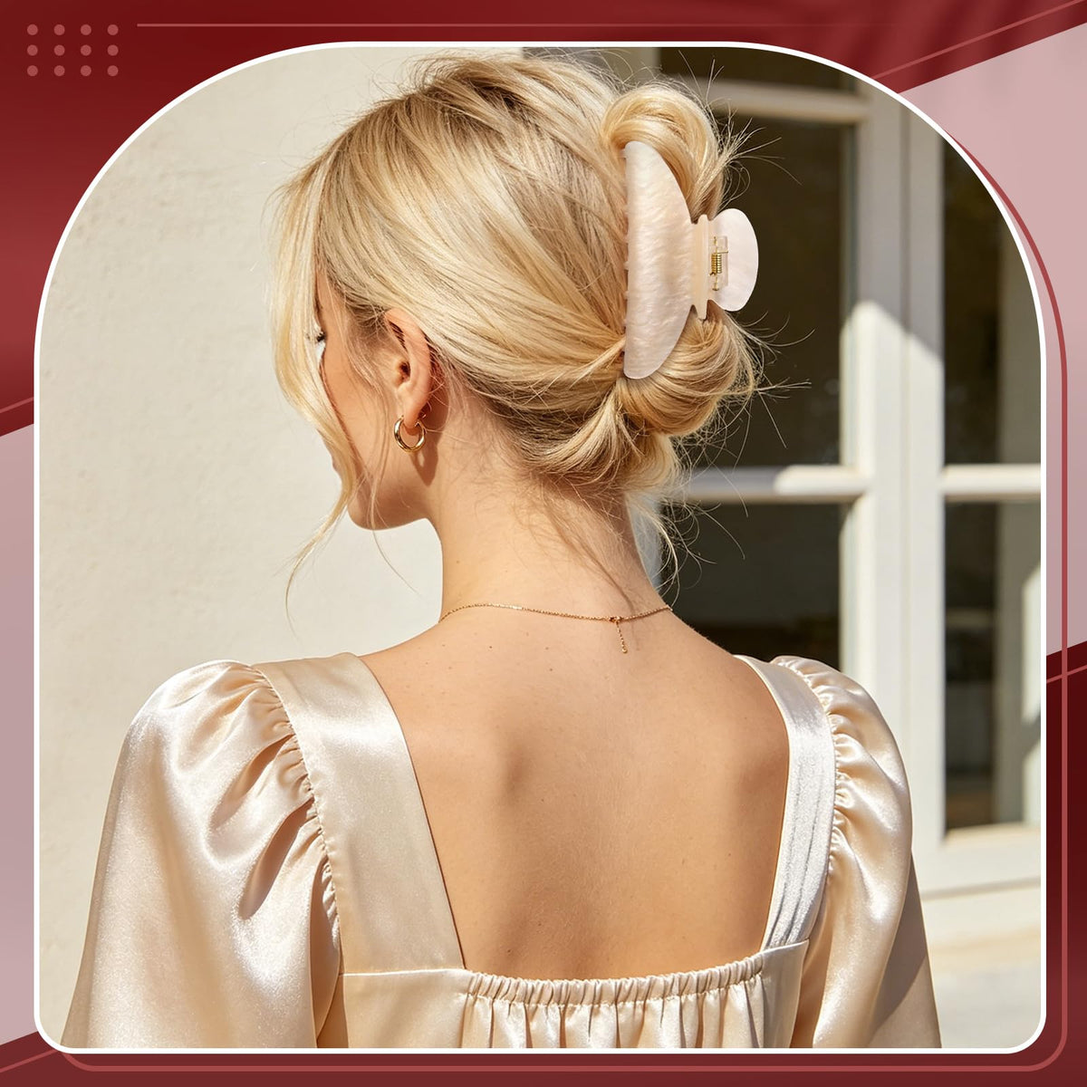 HairChrysm clip in hair holding a half-up style for quick everyday use